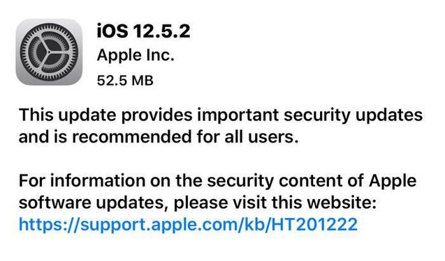 辉县苹果手机维修分享iOS12.5.2发布，建议所有老苹果用户安装 